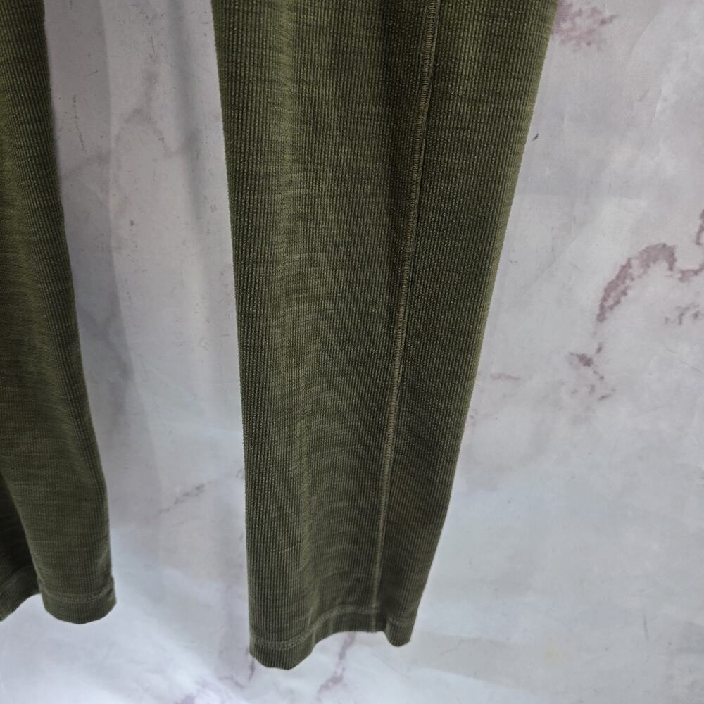 Prana Leggings Womens Large Green Becksa Ribbed High Rise Crop Short Length 7/8 - Picture 4 of 12